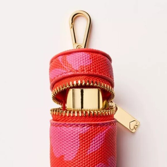 NWT kate spade new york x Target Canvas Classic Rose Lipstick Bag Charm Keychain - Picture 3 of 4
